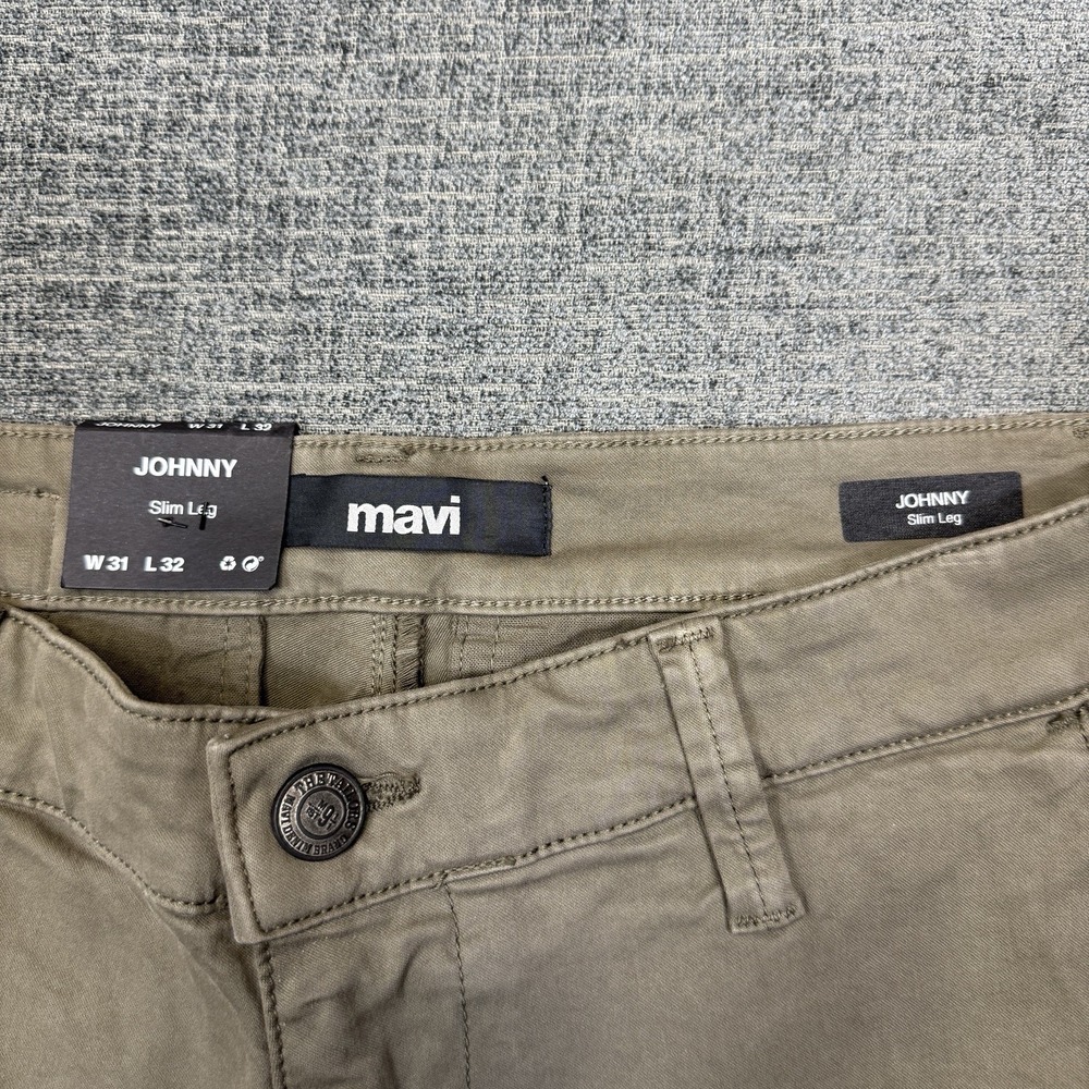 Mavi Johnny Slim Leg Pants Mens 31x32 Dusty Olive Green Twill Stretch NWT - Picture 4 of 10